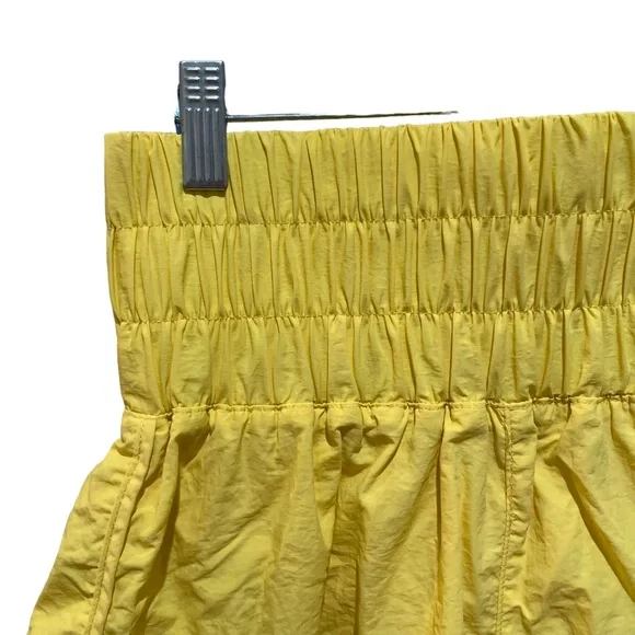 Zenana Windbreak Gym Running Shorts Smocked Waistband Yellow Size Small - Picture 4 of 8